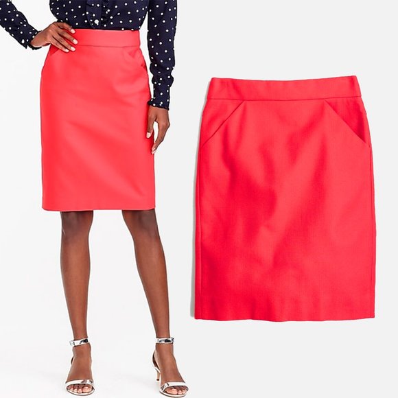 J. Crew Factory Dresses & Skirts - EUC J. Crew Red Pencil Skirt in DoubleSerge Cotton